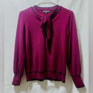 Adrianna Papell Fuchsia Blouse with Tie Neck